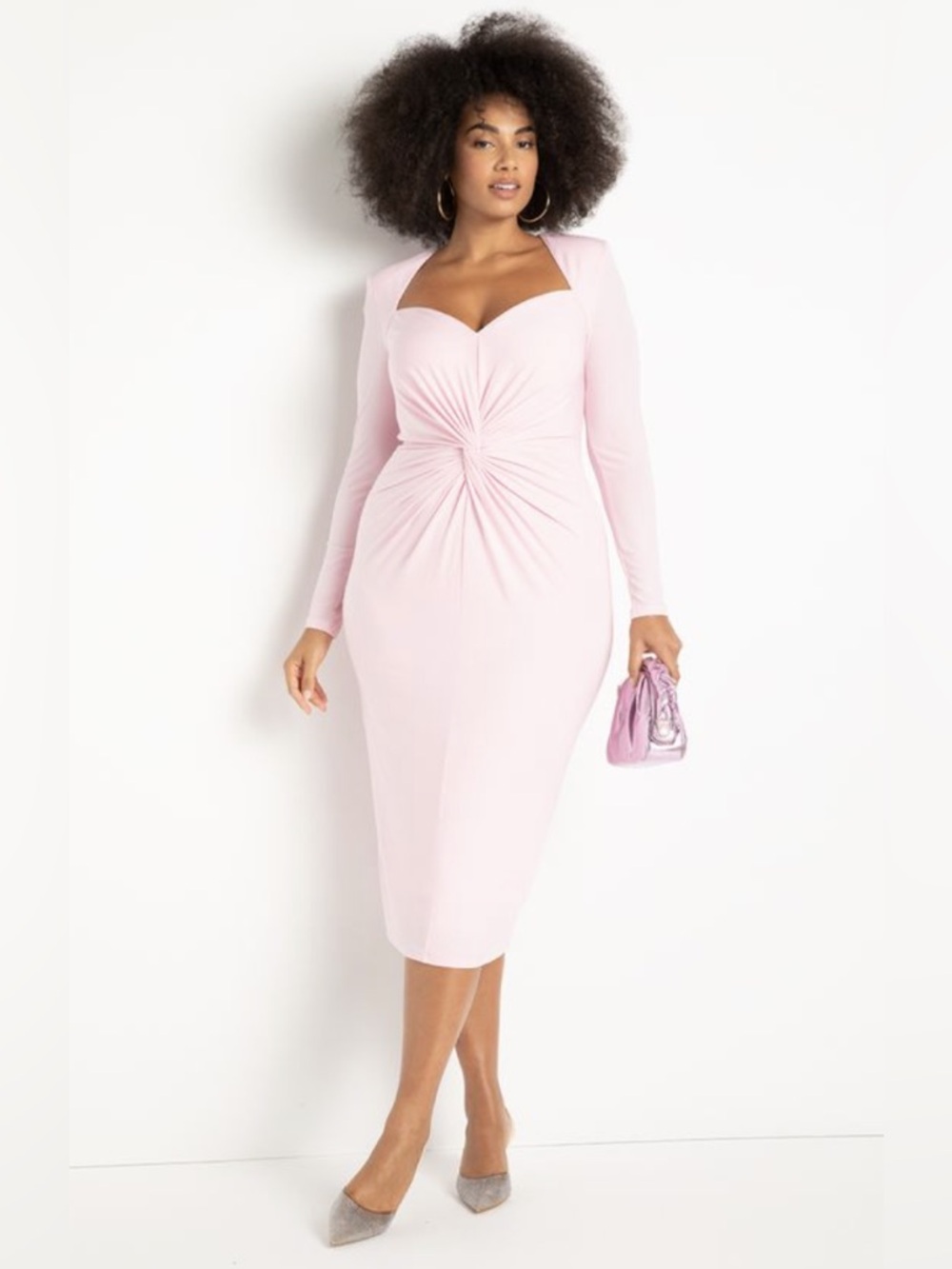 ELOQUII Snug Fit Twist Bodice Midi Dress